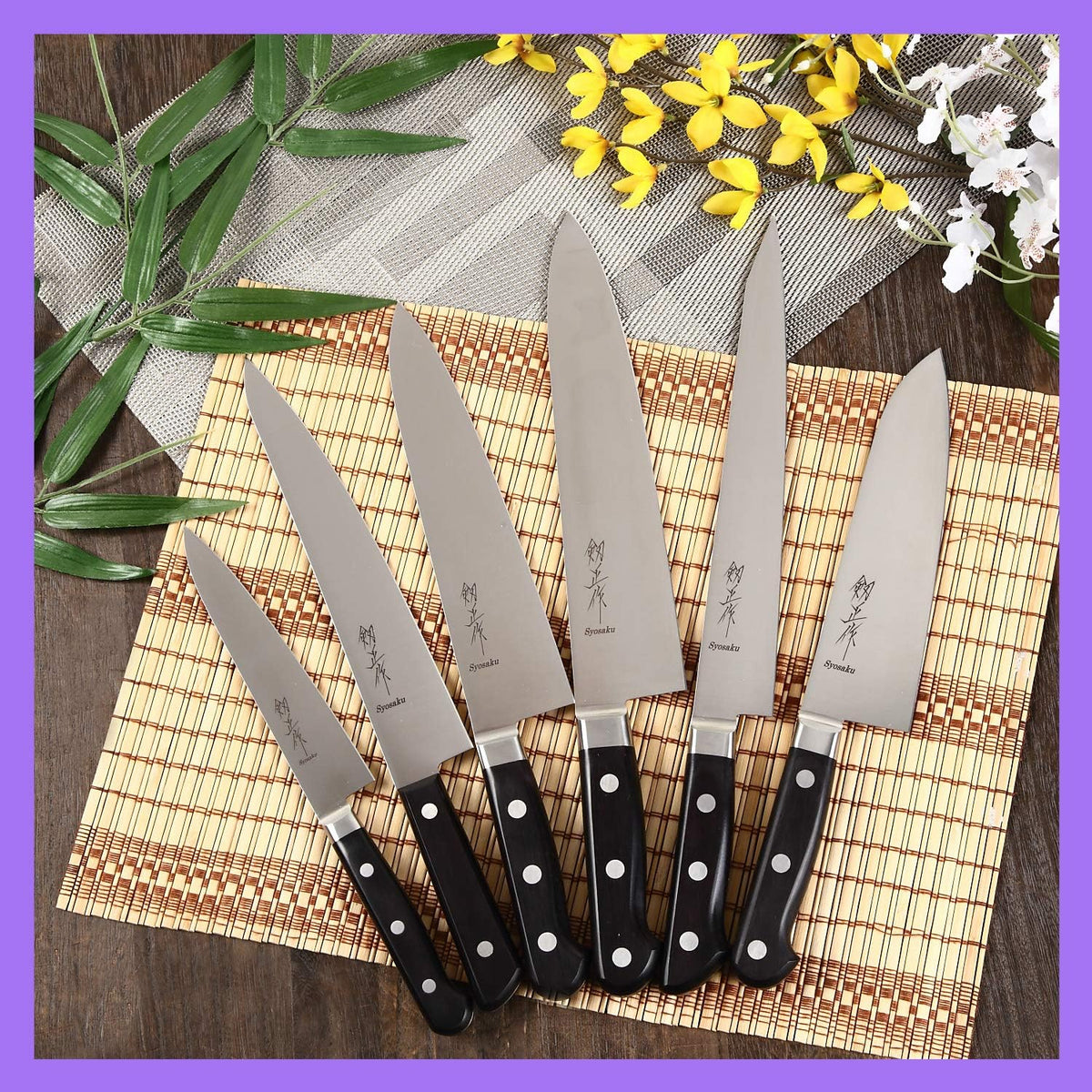 Japanese Chef Knife INOX AUS-8A Stainless Steel Black Pakkawood Handle, Gyuto 9.5-inch (240mm)