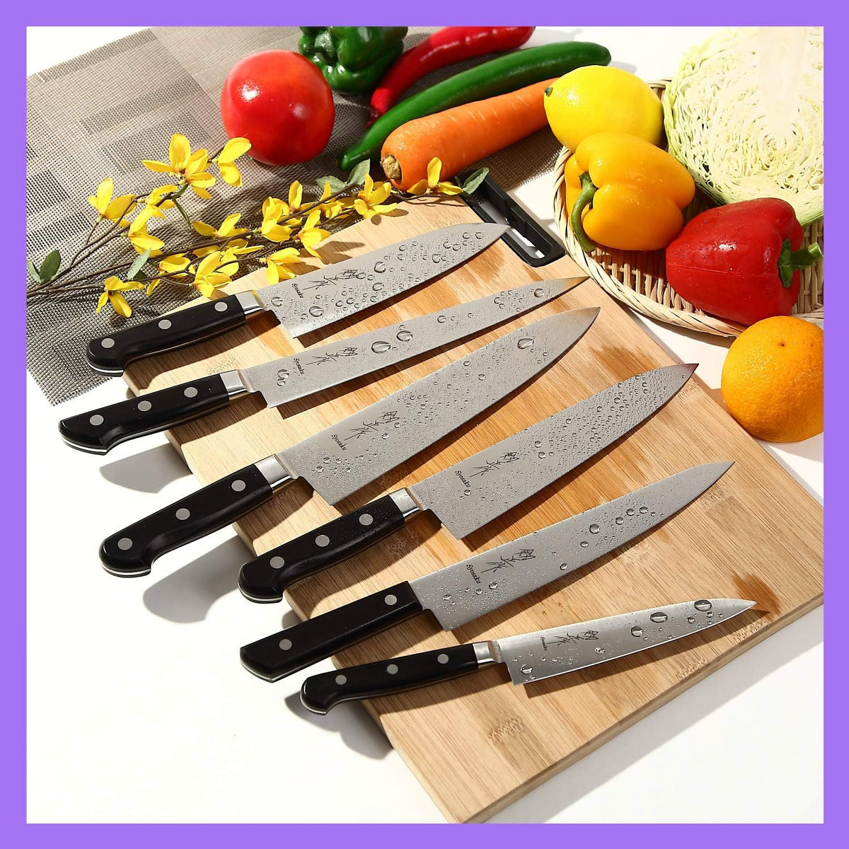 Japanese Chef Knife INOX AUS-8A Stainless Steel Black Pakkawood Handle, Gyuto 9.5-inch (240mm)