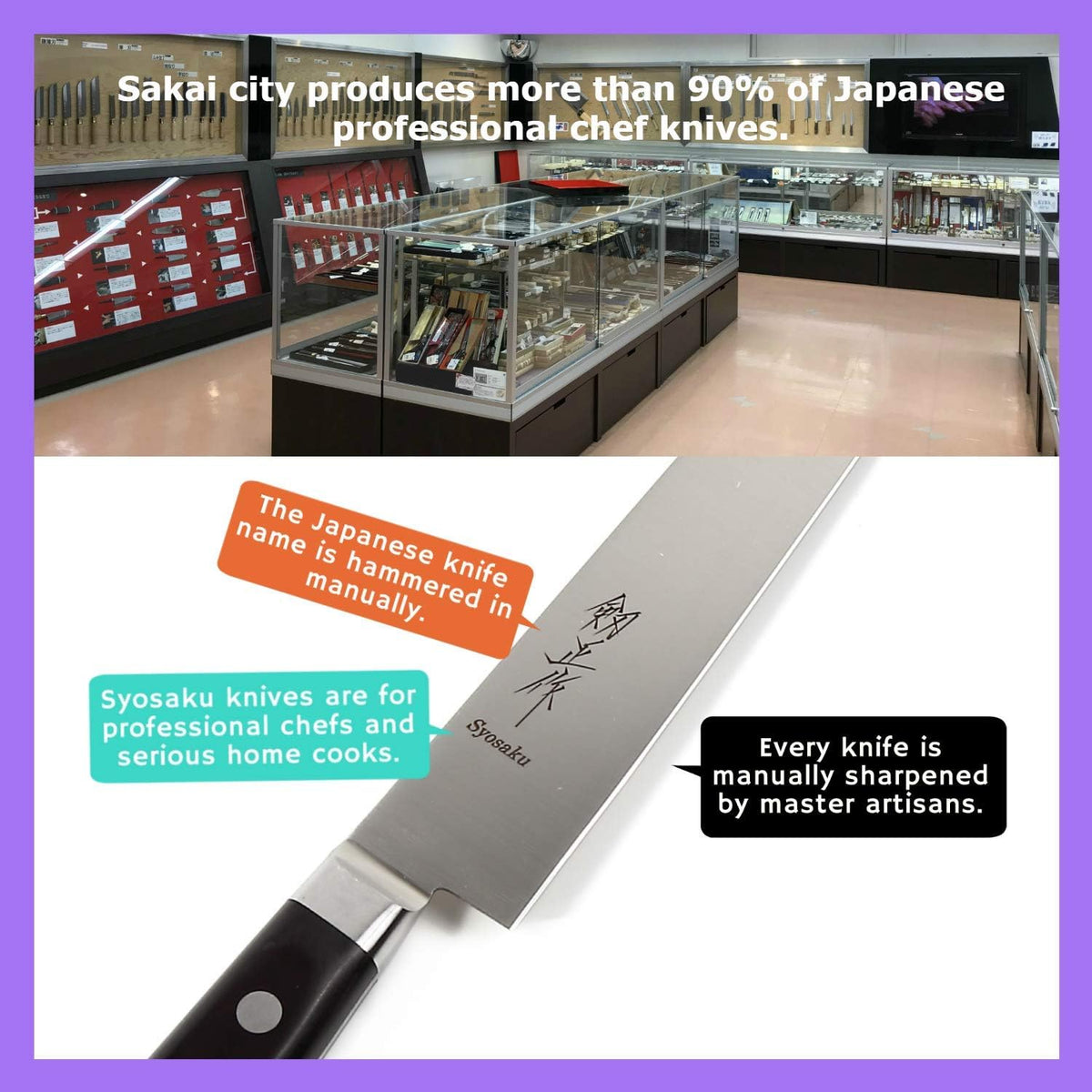 Japanese Chef Knife INOX AUS-8A Stainless Steel Black Pakkawood Handle, Gyuto 9.5-inch (240mm)