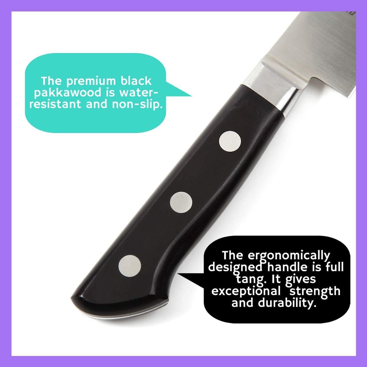 Japanese Chef Knife INOX AUS-8A Stainless Steel Black Pakkawood Handle, Gyuto 9.5-inch (240mm)