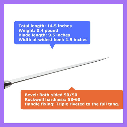 Japanese Chef Knife INOX AUS-8A Stainless Steel Black Pakkawood Handle, Gyuto 9.5-inch (240mm)