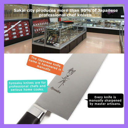 Japanese Chef Knife INOX AUS-8A Stainless Steel Black Pakkawood Handle, Gyuto 9.5-inch (240mm)