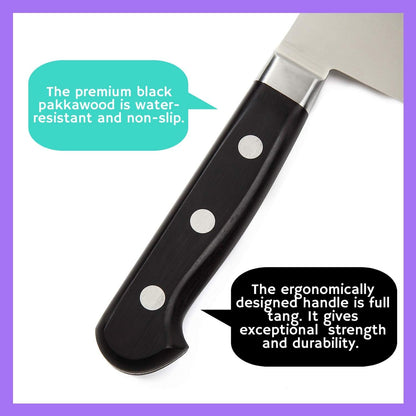 Japanese Chef Knife INOX AUS-8A Stainless Steel Black Pakkawood Handle, Gyuto 9.5-inch (240mm)
