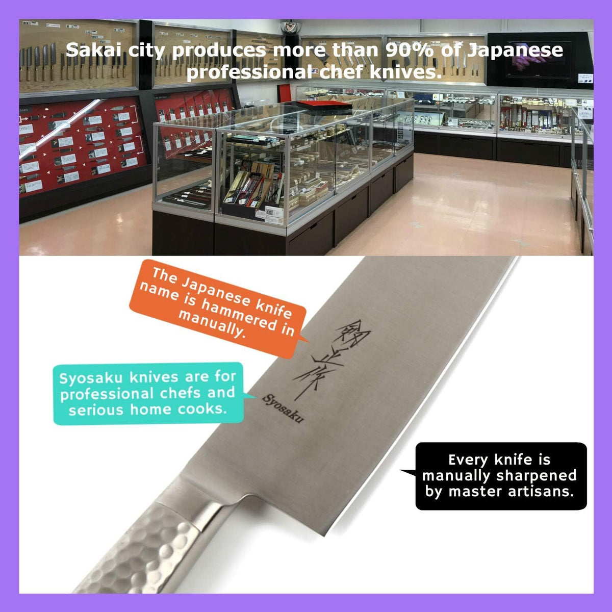 Japanese Chef Knife INOX AUS-8A Stainless Steel Black Pakkawood Handle, Gyuto 9.5-inch (240mm)