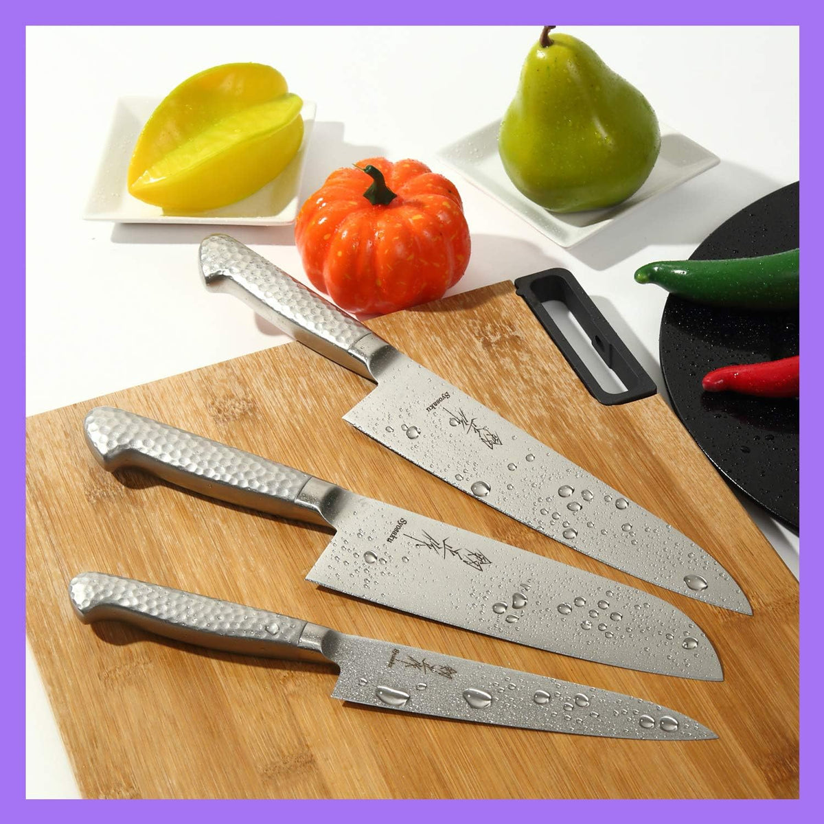 Japanese Chef Knife INOX AUS-8A Stainless Steel Black Pakkawood Handle, Gyuto 9.5-inch (240mm)