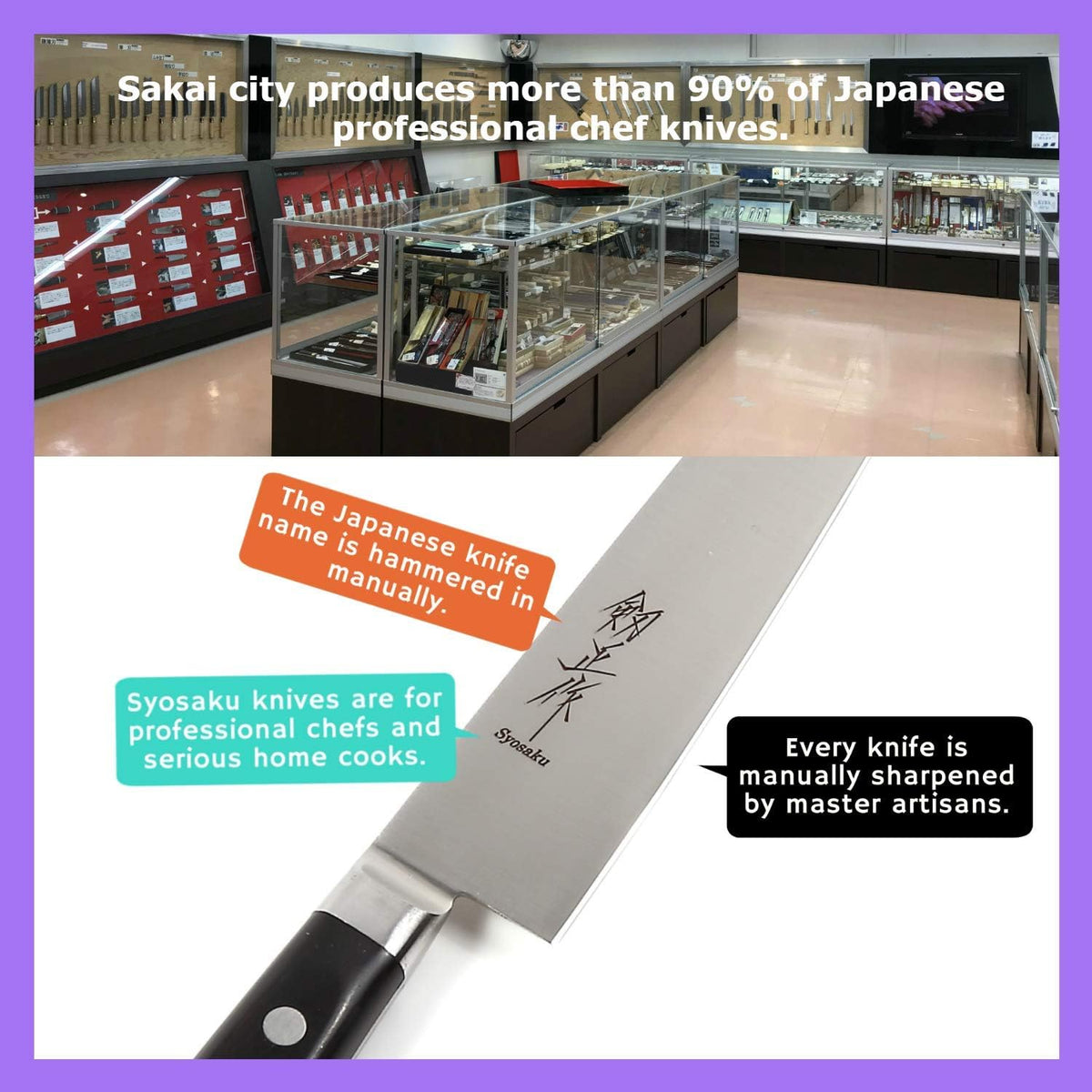 Japanese Chef Knife INOX AUS-8A Stainless Steel Black Pakkawood Handle, Gyuto 9.5-inch (240mm)