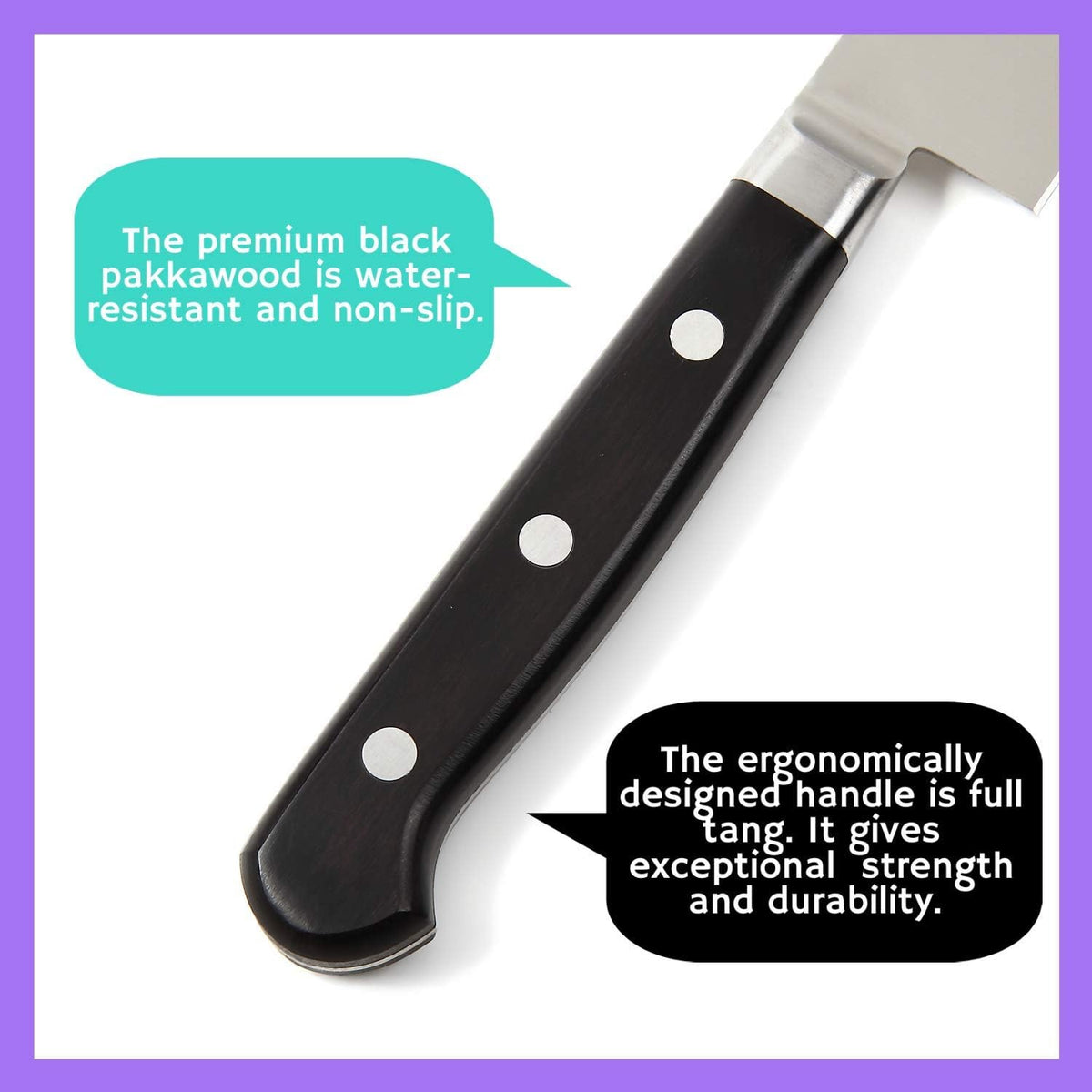 Japanese Chef Knife INOX AUS-8A Stainless Steel Black Pakkawood Handle, Gyuto 9.5-inch (240mm)