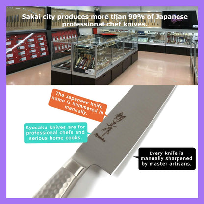 Japanese Chef Knife INOX AUS-8A Stainless Steel Black Pakkawood Handle, Gyuto 9.5-inch (240mm)