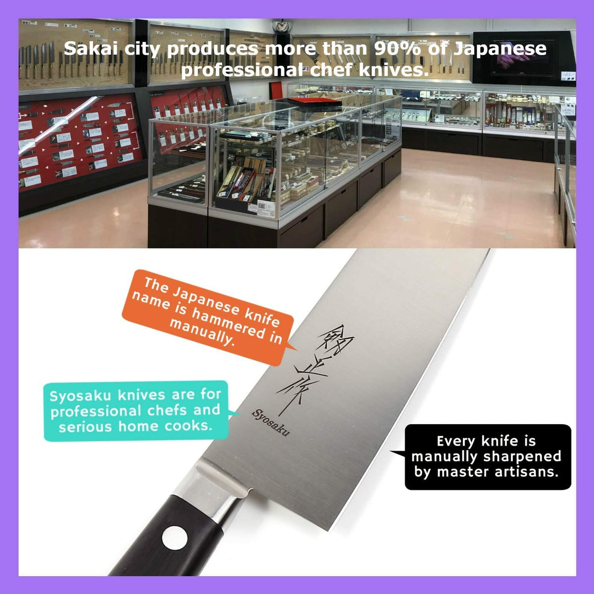 Japanese Chef Knife INOX AUS-8A Stainless Steel Black Pakkawood Handle, Gyuto 9.5-inch (240mm)