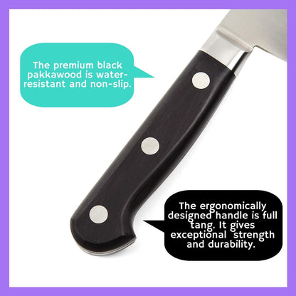 Japanese Chef Knife INOX AUS-8A Stainless Steel Black Pakkawood Handle, Gyuto 9.5-inch (240mm)