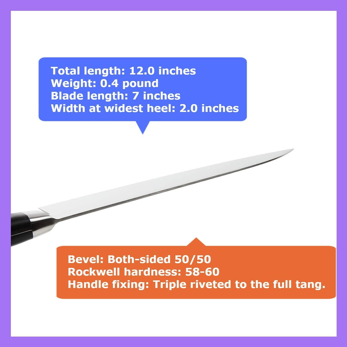 Japanese Chef Knife INOX AUS-8A Stainless Steel Black Pakkawood Handle, Gyuto 9.5-inch (240mm)