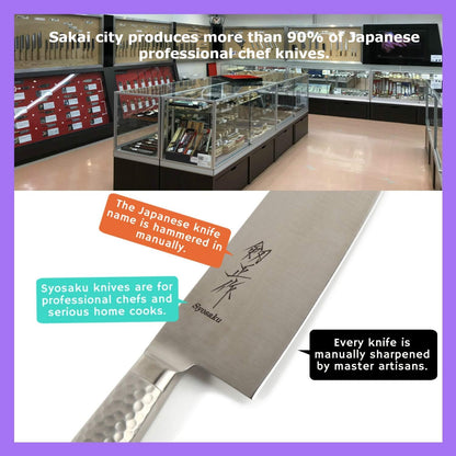 Japanese Chef Knife INOX AUS-8A Stainless Steel Black Pakkawood Handle, Gyuto 9.5-inch (240mm)