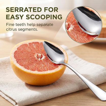 2Pcs Grapefruit Spoon Stainless Steel Fruit Spoon, Stainless Steel Spoon, Serrated Edge Ice Cream Scrape Cut Spoons For Fruit Dessert Cheese Vegetables Kitchen Tool with Non-stick Plating