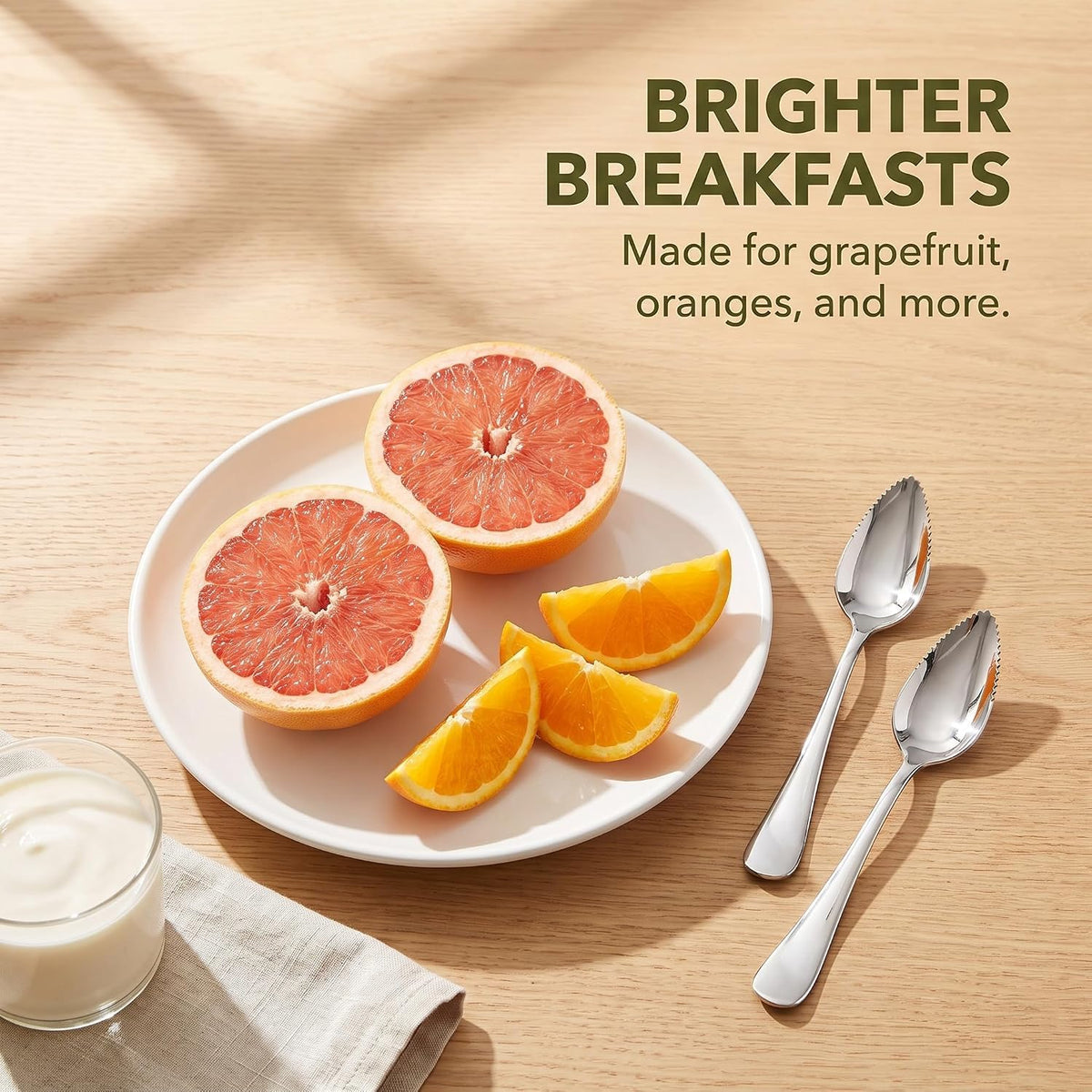 2Pcs Grapefruit Spoon Stainless Steel Fruit Spoon, Stainless Steel Spoon, Serrated Edge Ice Cream Scrape Cut Spoons For Fruit Dessert Cheese Vegetables Kitchen Tool with Non-stick Plating