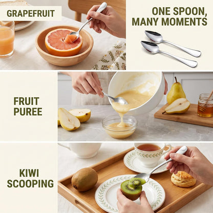 2Pcs Grapefruit Spoon Stainless Steel Fruit Spoon, Stainless Steel Spoon, Serrated Edge Ice Cream Scrape Cut Spoons For Fruit Dessert Cheese Vegetables Kitchen Tool with Non-stick Plating