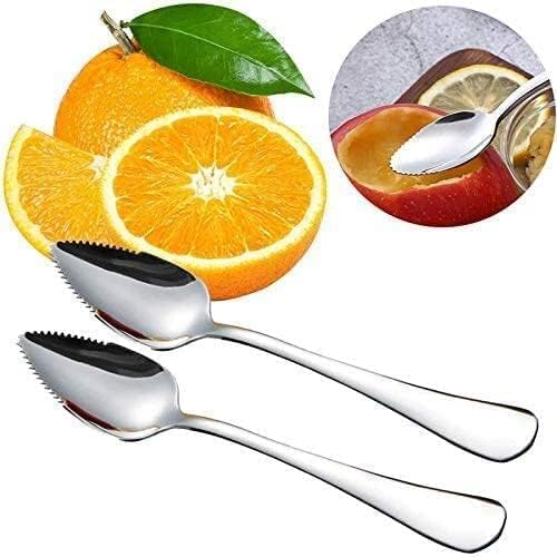 2Pcs Grapefruit Spoon Stainless Steel Fruit Spoon, Stainless Steel Spoon, Serrated Edge Ice Cream Scrape Cut Spoons For Fruit Dessert Cheese Vegetables Kitchen Tool with Non-stick Plating