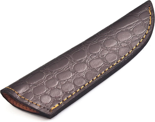 Chocolate Brown Crocodile Leather Knife Sheath – Handmade Fixed Blade Holster for 6–8 Inch Hunting & Survival Knives – Premium Exotic Belt Sheath for Bushcraft, Outdoor EDC & Tactical Field Use