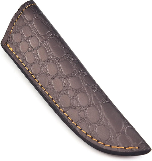 Chocolate Brown Crocodile Leather Knife Sheath – Handmade Fixed Blade Holster for 6–8 Inch Hunting & Survival Knives – Premium Exotic Belt Sheath for Bushcraft, Outdoor EDC & Tactical Field Use