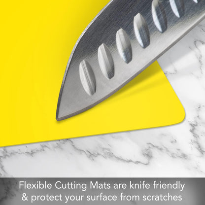 Cut N' Funnel Multi-Color Heavy Gauge Flexible Plastic Cutting Board Mats 4 Pack 18" x 12" Made in the USA BPA Free Dishwasher Safe