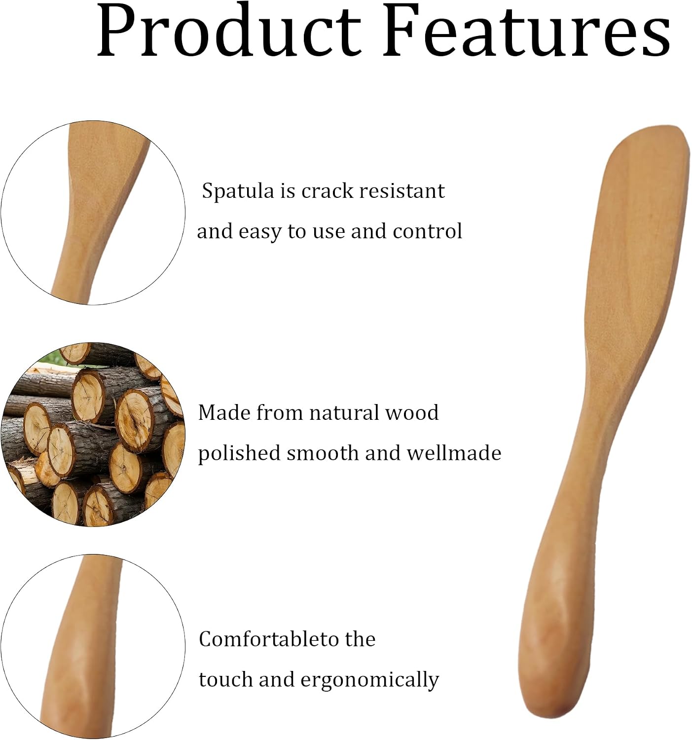10Pcs 6.5 Inch Wooden Butter Knife Set, Cheese Spreaders, Mini Wooden Spatulas for Jam, Sandwich, Peanut Butter, Condiment, Cream, Kitchen and Restaurant Use Natural Wood Color