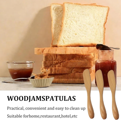 10Pcs 6.5 Inch Wooden Butter Knife Set, Cheese Spreaders, Mini Wooden Spatulas for Jam, Sandwich, Peanut Butter, Condiment, Cream, Kitchen and Restaurant Use Natural Wood Color