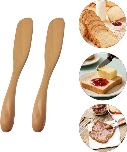 10Pcs 6.5 Inch Wooden Butter Knife Set, Cheese Spreaders, Mini Wooden Spatulas for Jam, Sandwich, Peanut Butter, Condiment, Cream, Kitchen and Restaurant Use Natural Wood Color