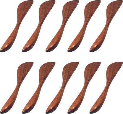10Pcs 6.5 Inch Wooden Butter Knife Set, Cheese Spreaders, Mini Wooden Spatulas for Jam, Sandwich, Peanut Butter, Condiment, Cream, Kitchen and Restaurant Use Natural Wood Color