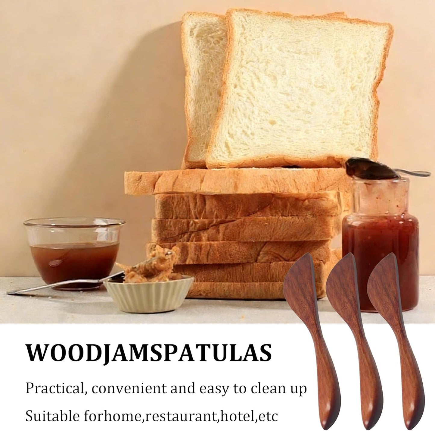 10Pcs 6.5 Inch Wooden Butter Knife Set, Cheese Spreaders, Mini Wooden Spatulas for Jam, Sandwich, Peanut Butter, Condiment, Cream, Kitchen and Restaurant Use Natural Wood Color