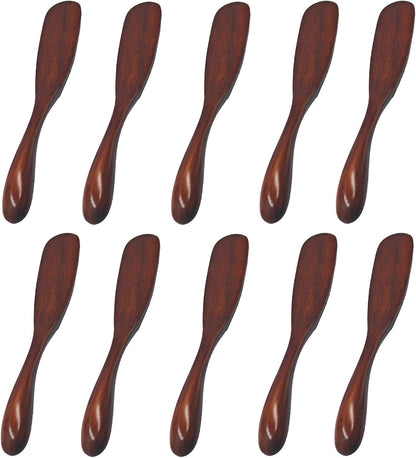 10Pcs 6.5 Inch Wooden Butter Knife Set, Cheese Spreaders, Mini Wooden Spatulas for Jam, Sandwich, Peanut Butter, Condiment, Cream, Kitchen and Restaurant Use Natural Wood Color