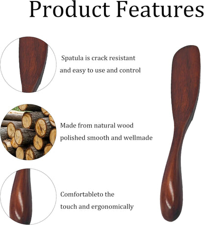 10Pcs 6.5 Inch Wooden Butter Knife Set, Cheese Spreaders, Mini Wooden Spatulas for Jam, Sandwich, Peanut Butter, Condiment, Cream, Kitchen and Restaurant Use Natural Wood Color