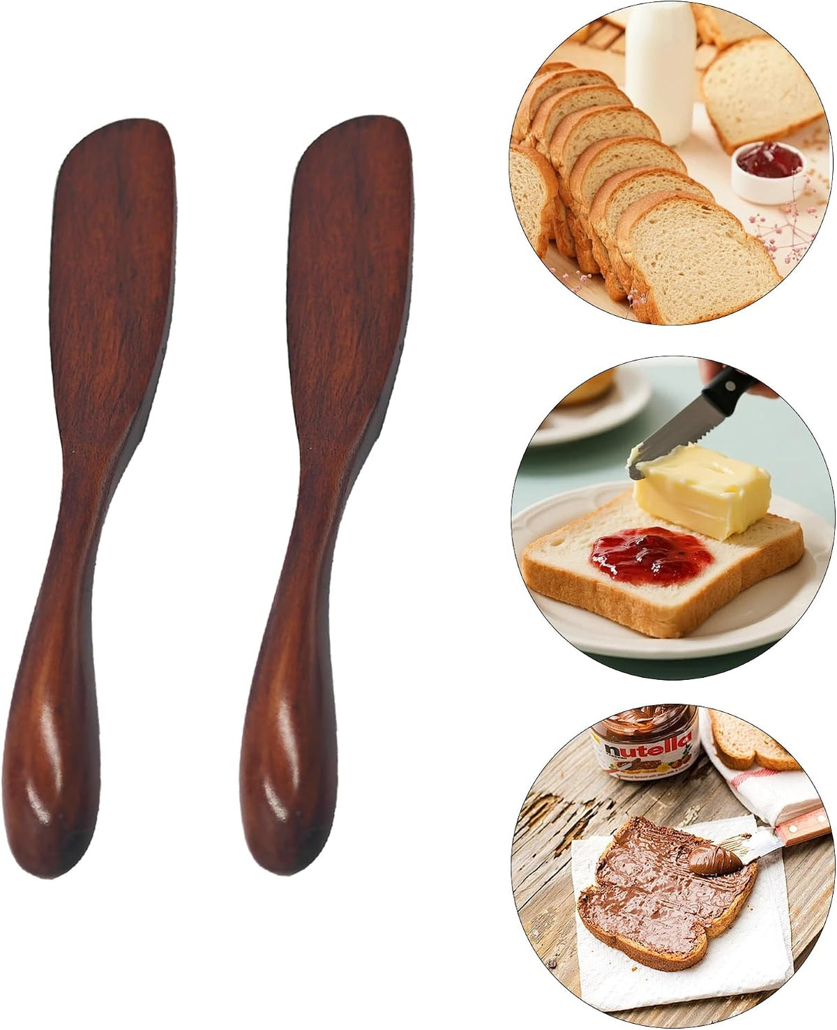 10Pcs 6.5 Inch Wooden Butter Knife Set, Cheese Spreaders, Mini Wooden Spatulas for Jam, Sandwich, Peanut Butter, Condiment, Cream, Kitchen and Restaurant Use Natural Wood Color