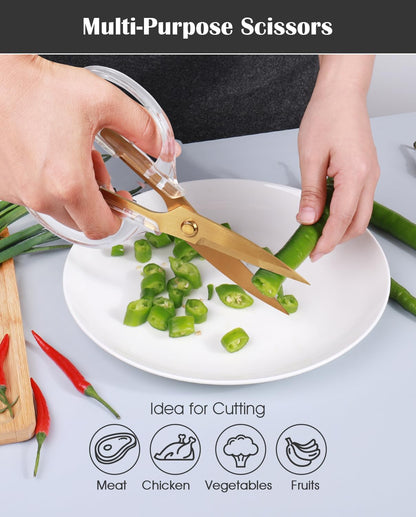 Kitchen Shears Scissors&Sharp Scissors, 7.7inch Cooking Scissor-Meat and Poultry Shears, Dishwasher Safe, Acrylic Handel Scissors All Purpose Stainless Steel Utility Scissor