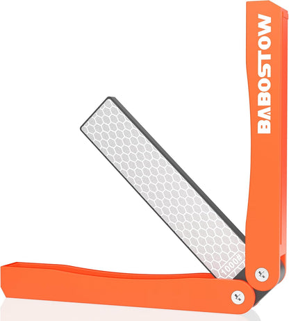 Diamond Knife Sharpener Tool, 400/1000 Grits Double Sided Diamond Sharpening Stone Tool, Manual Knife Sharpener Tool, Portable Folding Knife Sharpeners for Kitchen and Outdoors - Orange