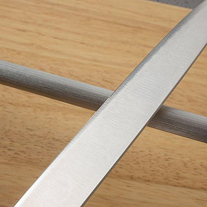 12-Inch Knife Sharpening Rod, Fine Carbon Honing Steel, Black Handle | Nickel-chrome Plated, Magnetized Rod Realigns Knife Edges, Non-slip Grip and Hanging Loop, Wipe Dry