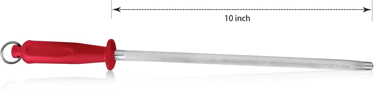 12-Inch Knife Sharpening Rod, Fine Carbon Honing Steel, Black Handle | Nickel-chrome Plated, Magnetized Rod Realigns Knife Edges, Non-slip Grip and Hanging Loop, Wipe Dry
