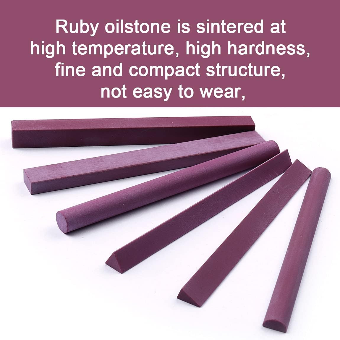Polishing Stone, 6pcs Grit 3000# Ruby Whetstone Polishing Stone Oilstone Graver Sharpening Tool 6 Shapes,Square/Triangle/Semicircle/Cylindrical/Edge/Rectangle
