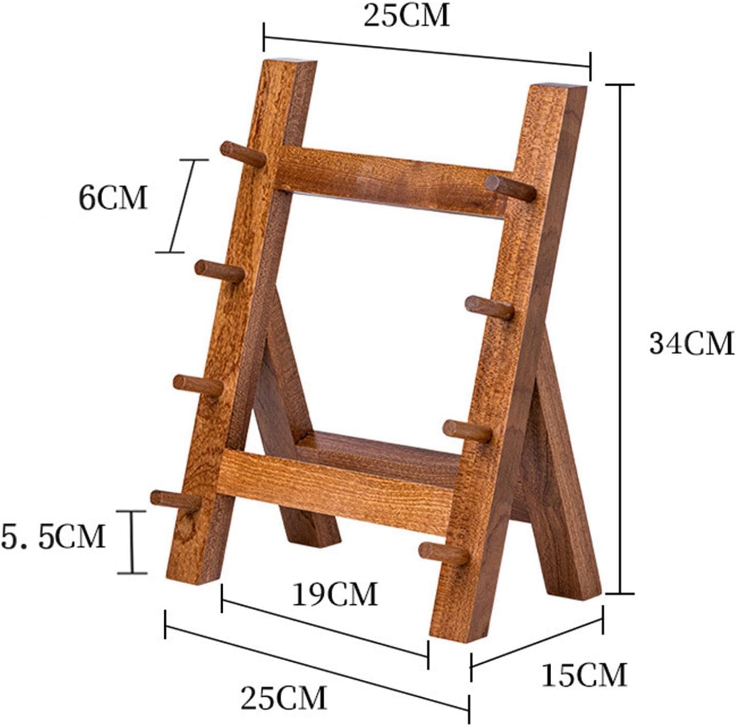Knife Storage Rack Salmon Knife Shelf Wood Knife Display Stand Knife Organizer Rack for Cabinets Dining Table Collection, Brown 4 Layers