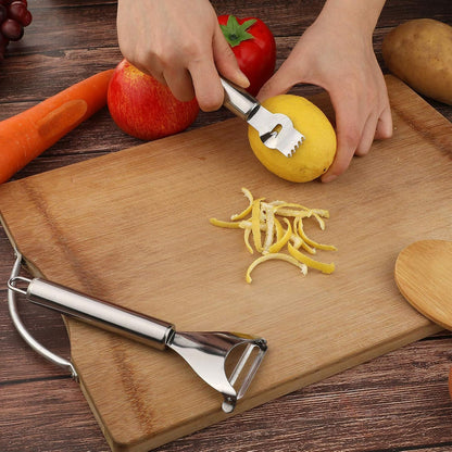2 Pcs Lemon Peeler Zester Stainless Steel Citrus Orange Peeler Tool Fruit Cheese Grater Channel Knife Scraper for Kitchen Bar Restaurant