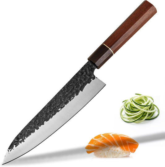 8 Inch Chef Knife, Octagonal Rosewood Handle 9 Layers 5CRHigh Carbon Steel Kitchen Knife, Japanese Professional Gyuto Chefs Knives with