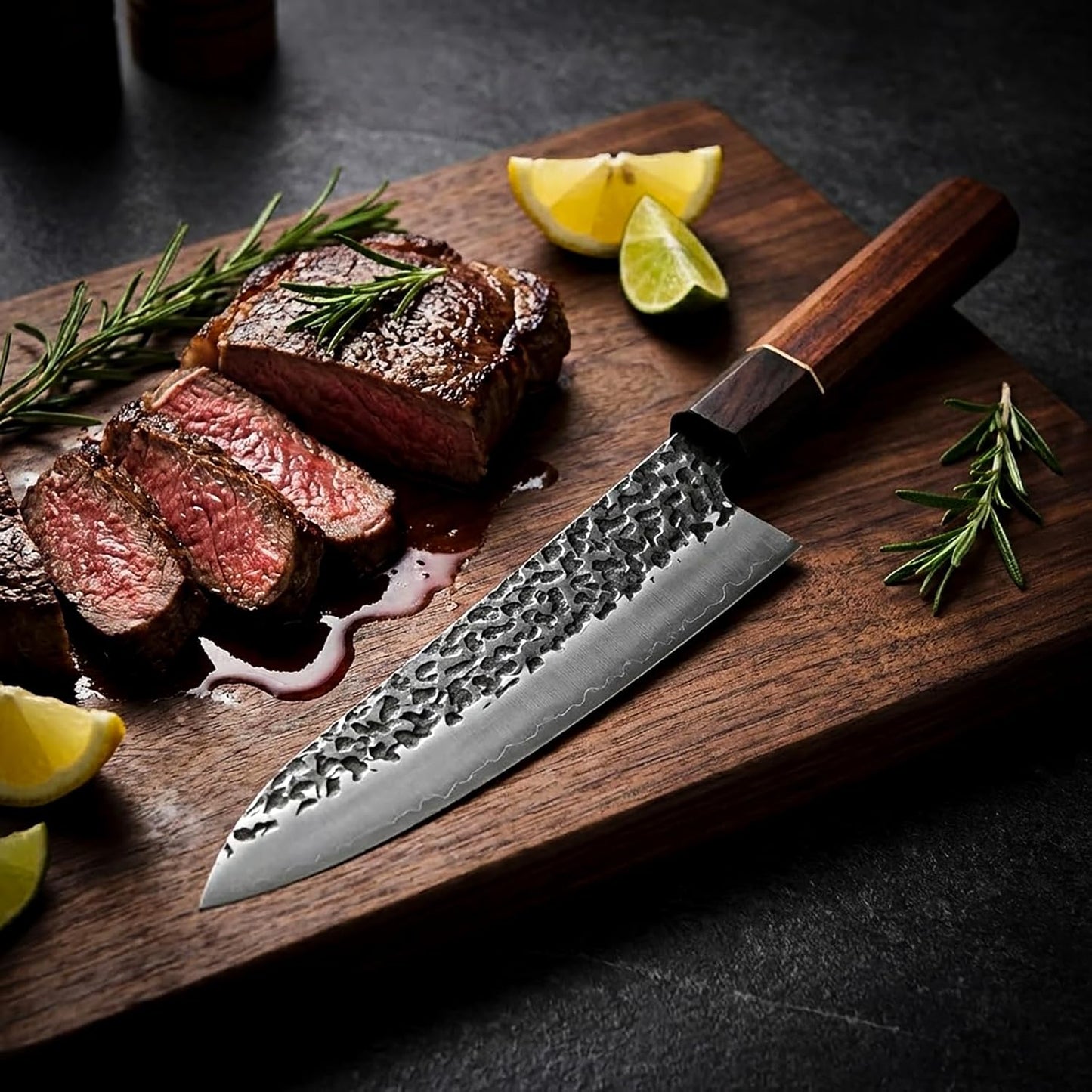 8 Inch Chef Knife, Octagonal Rosewood Handle 9 Layers 5CRHigh Carbon Steel Kitchen Knife, Japanese Professional Gyuto Chefs Knives with
