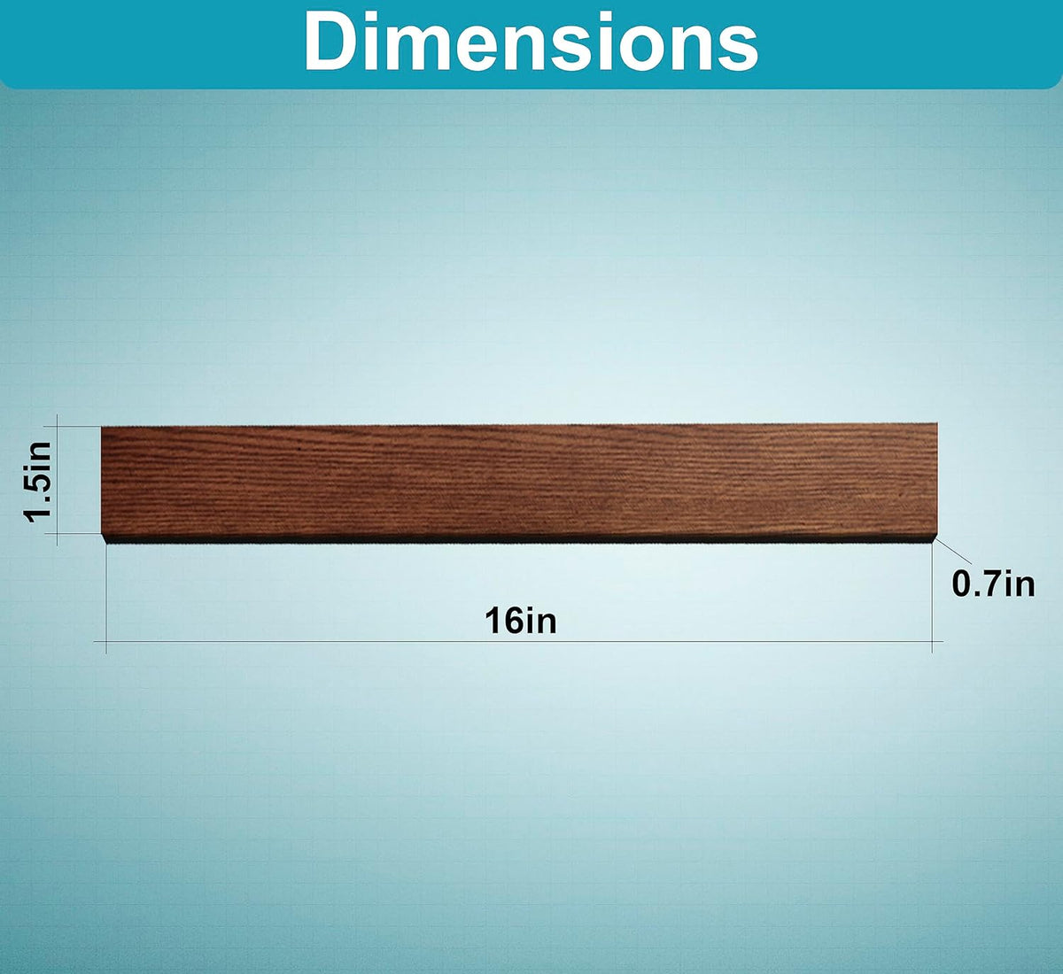 16 Inch Black Wood Knife Magnetic Strip - Wall Kitchen Magnetic Rack Holder