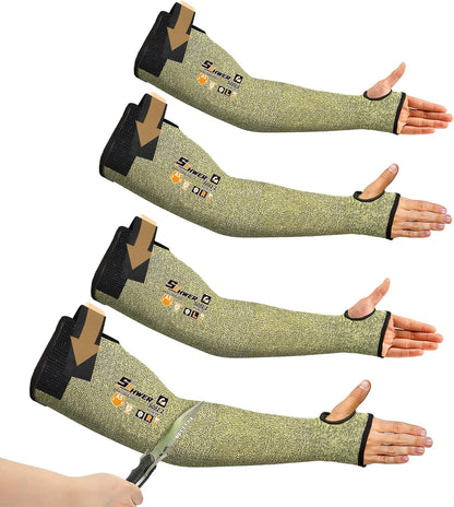 2 Pairs CORE Arm Protection Sleeves S081, ANSI A5 Cut Resistant Sleeves with Thumbhole, Flame Resistant Welding Sleeve for Work Kitchen, Farmer Sleeve for Gardening Arm Guards