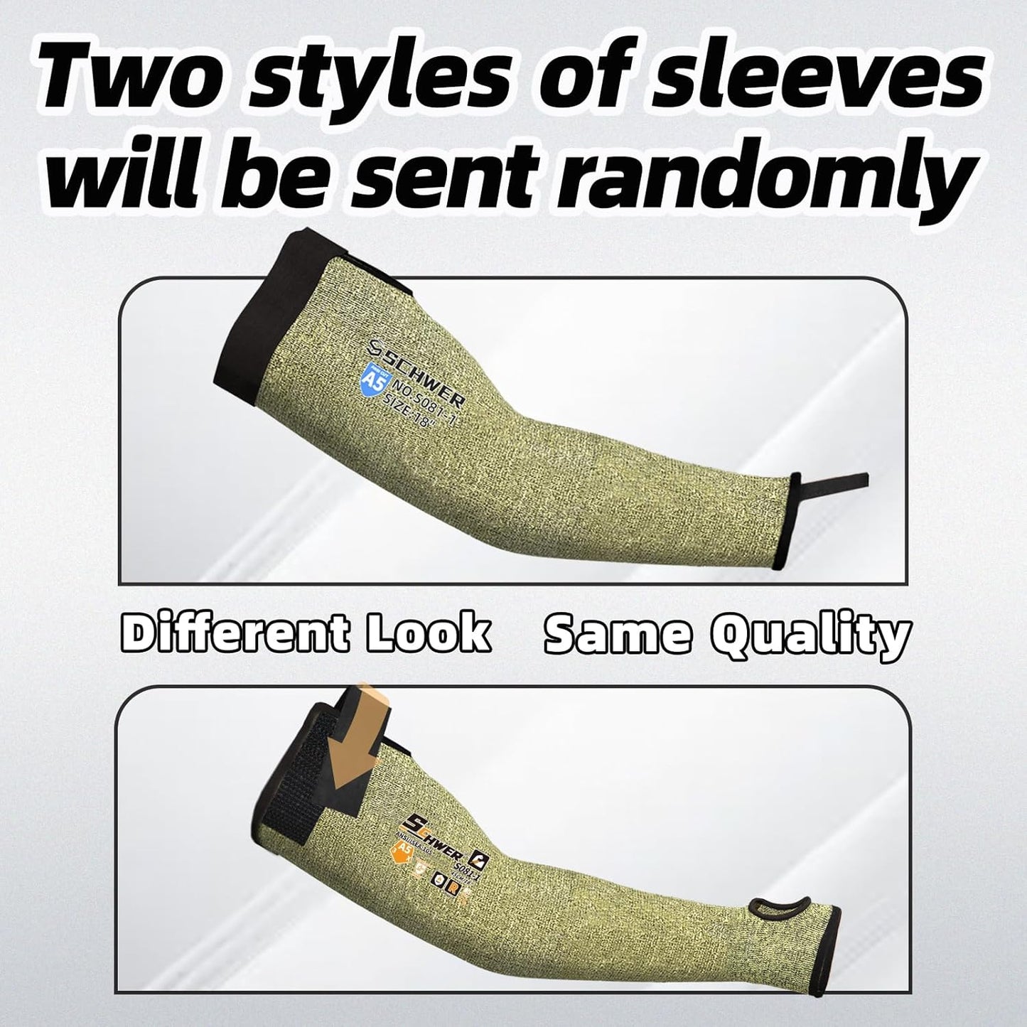 2 Pairs CORE Arm Protection Sleeves S081, ANSI A5 Cut Resistant Sleeves with Thumbhole, Flame Resistant Welding Sleeve for Work Kitchen, Farmer Sleeve for Gardening Arm Guards