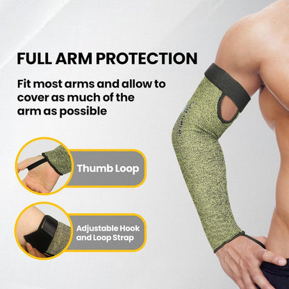 2 Pairs CORE Arm Protection Sleeves S081, ANSI A5 Cut Resistant Sleeves with Thumbhole, Flame Resistant Welding Sleeve for Work Kitchen, Farmer Sleeve for Gardening Arm Guards
