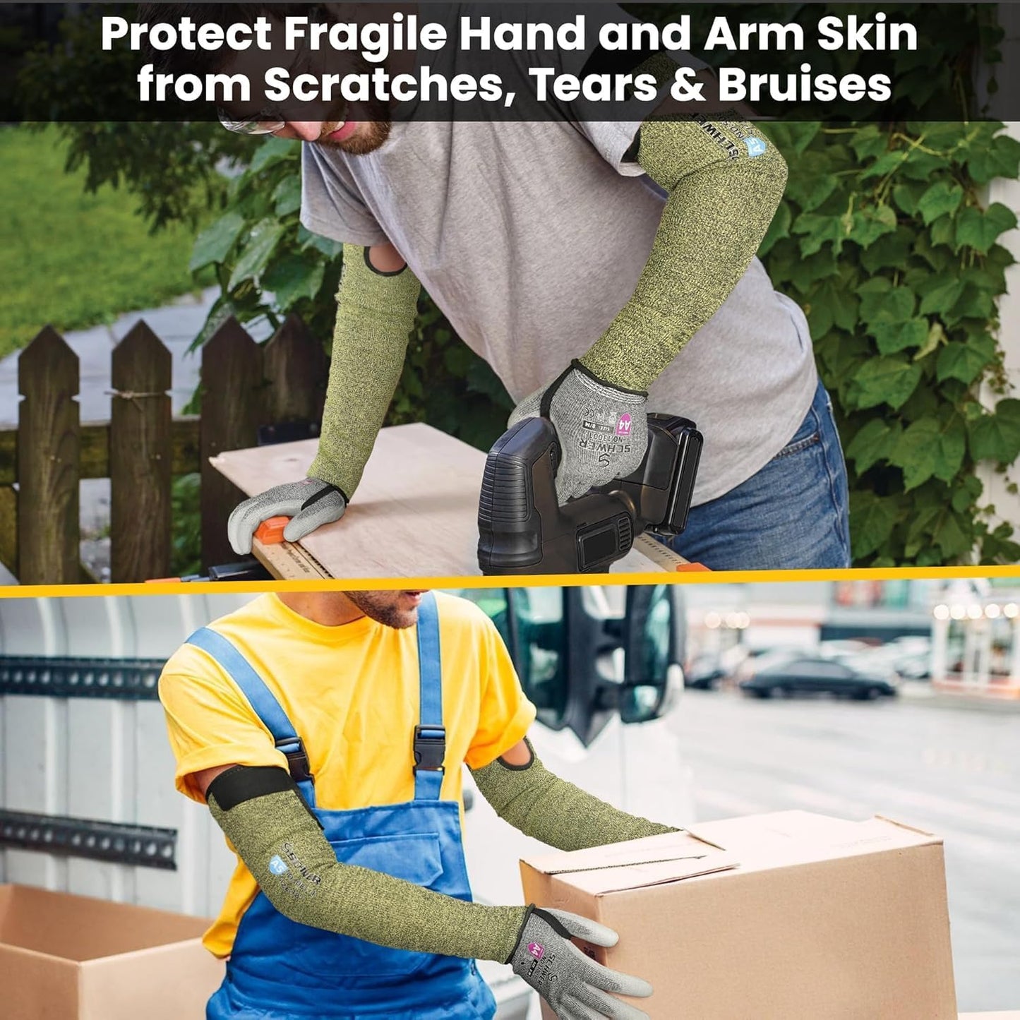 2 Pairs CORE Arm Protection Sleeves S081, ANSI A5 Cut Resistant Sleeves with Thumbhole, Flame Resistant Welding Sleeve for Work Kitchen, Farmer Sleeve for Gardening Arm Guards