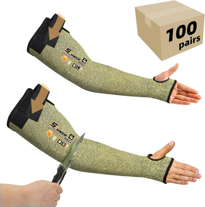 2 Pairs CORE Arm Protection Sleeves S081, ANSI A5 Cut Resistant Sleeves with Thumbhole, Flame Resistant Welding Sleeve for Work Kitchen, Farmer Sleeve for Gardening Arm Guards