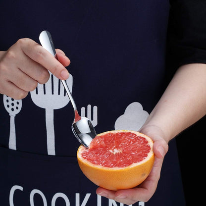 Grapefruit Spoons 5 Pieces Set, 4 Stainless Steel Spoon and 1 Knife with Titanium Plating, Utensil Serrated Edges Pack of (Silver)