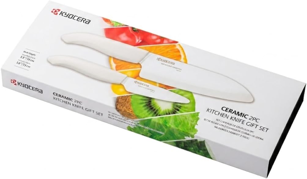 Revolution Series Paring and Santoku Knife Set, Black Blade | Revolution Ceramic Knife Set: 5.5” Santoku & 3” Paring Blades in Gift Box – Essential for Fresh Meal Preparation