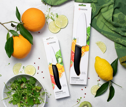 Revolution Series Paring and Santoku Knife Set, Black Blade | Revolution Ceramic Knife Set: 5.5” Santoku & 3” Paring Blades in Gift Box – Essential for Fresh Meal Preparation