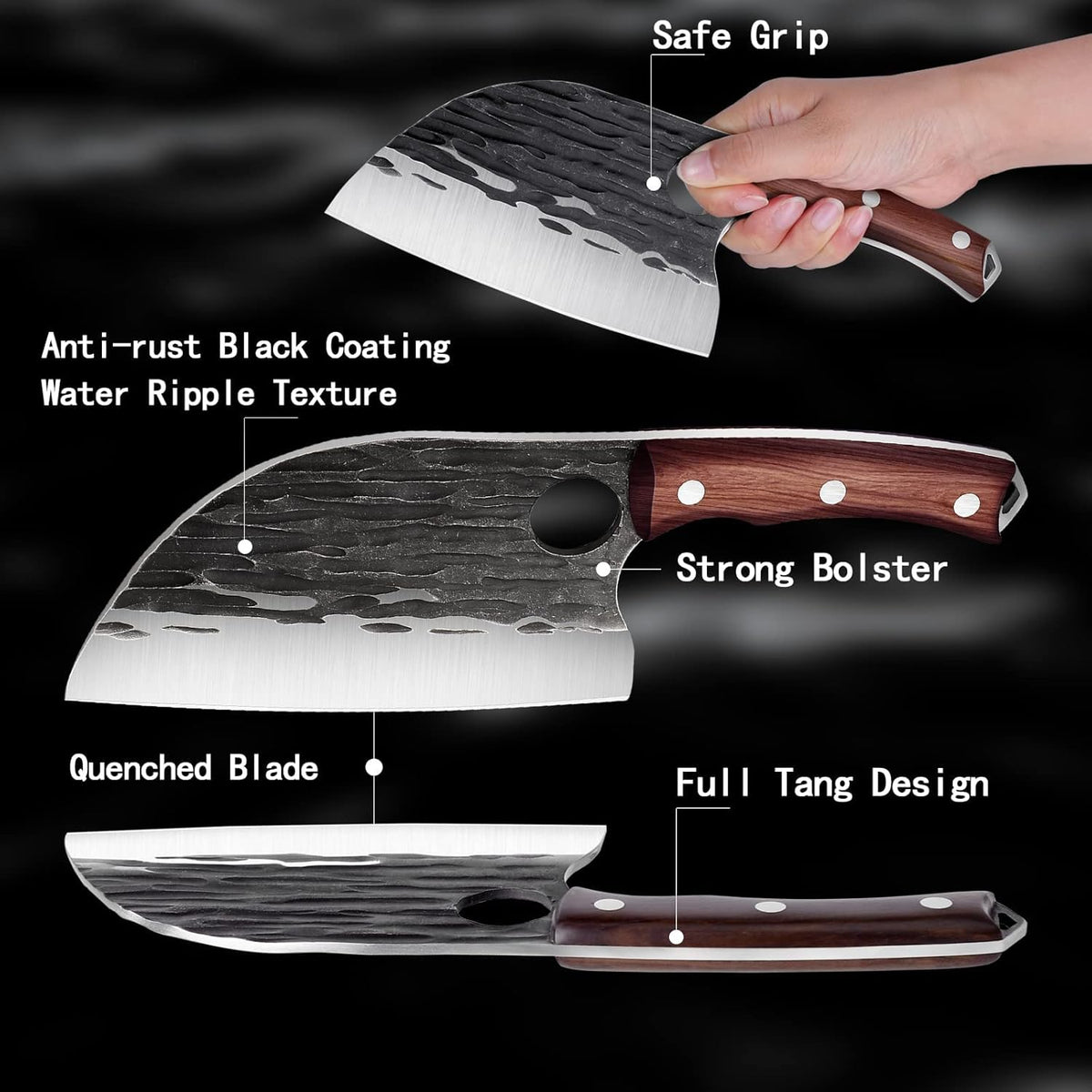 Damascus Chef Knife Set - Japanese Nakiri Utility Paring Knives Sharp Gyuto Meat Cleaver for Home Kitchen Gift Idea